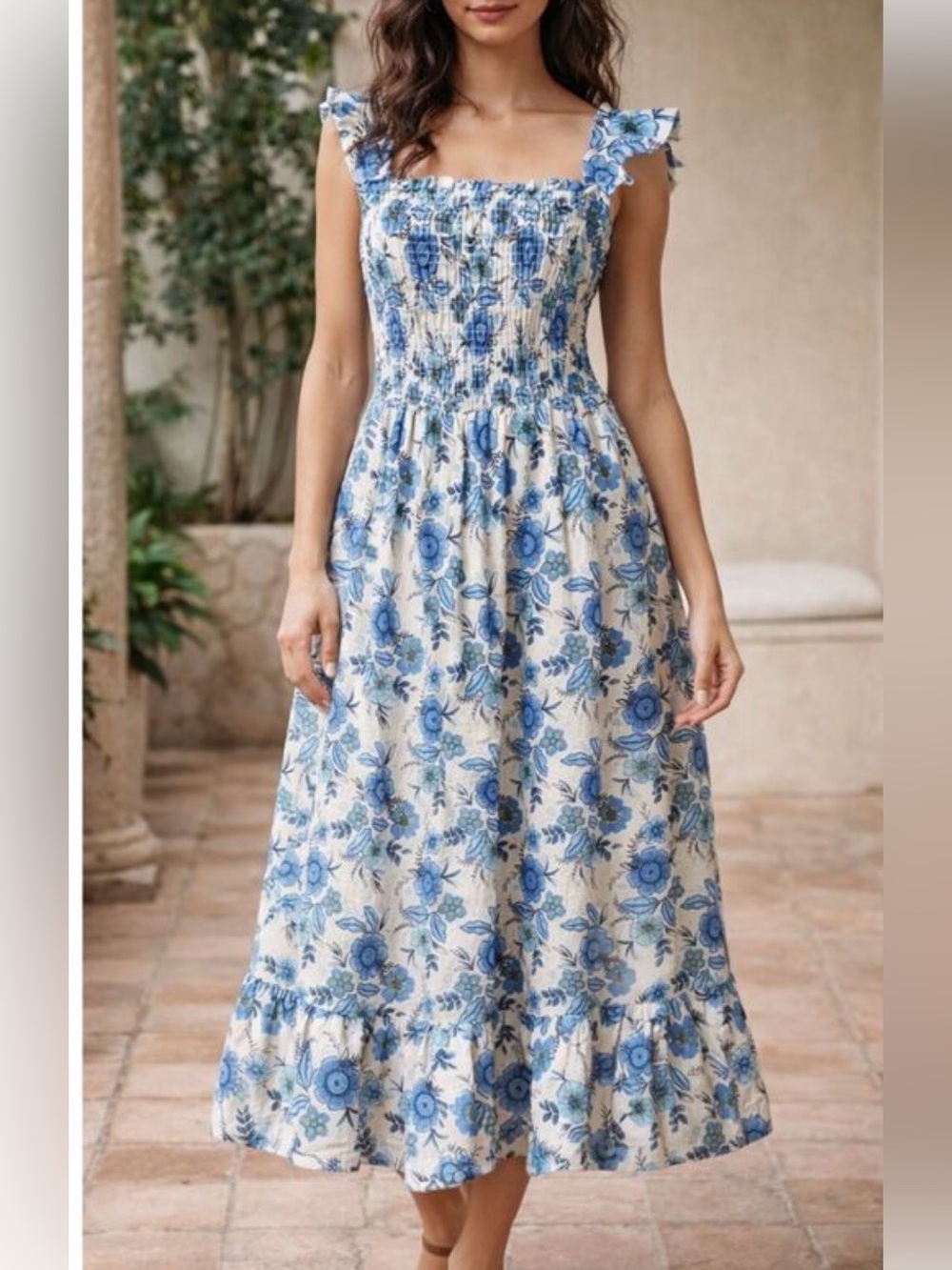Haute Hippie Blue and White Floral Maxi Dress - Picture 2 of 4